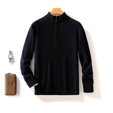 2025年秋季新款十二针平面半高拉链针织羊毛上衣时尚休闲通勤百搭，男装羊毛衫，雪贝坊二店