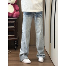 【有货】NZ455CC-特P42冰蓝闪电纹水洗牛仔裤男女宽松裤子，男装牛仔裤，星座1007（原301D）