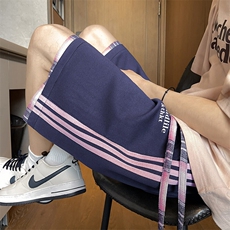 2025夏季新款港风织带三道杠短裤男跑步运动五分裤衩-2520-P25，男装牛仔裤，星座207