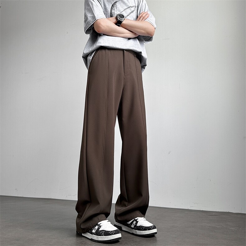 217-2-HK2451-P45夏季冰丝垂感西裤直筒休闲裤男大码西装长裤，男装西服套装，星座217-2