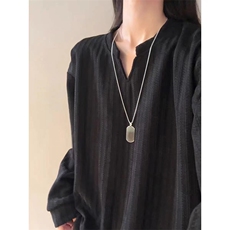 美式高街千鸟格子长袖T恤男女亨利V领英伦雅痞休闲宽松长袖打底衫，男装T恤，电商A443