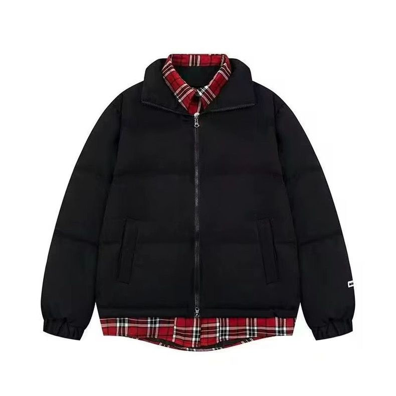 高质量【可二开压图】美式假两件格子棉服外套情侣棉衣MZ2208-P85,男装棉衣,电商B245
