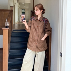 美拉德咖色羊皮绒风衣女2025秋季新款韩版小个子气质宽松休闲外套，女装风衣，2C135