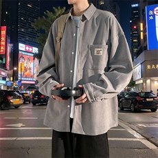 衬衫男2025春季新款港风宽松灯芯绒长袖衬衣CS025-P38，男装衬衫，星座214-3