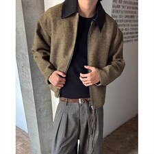 结构剪裁毛呢夹克男秋冬季高级感休闲短宽翻领呢子外套JF823，男装夹克，星座1116A（原606A-3）