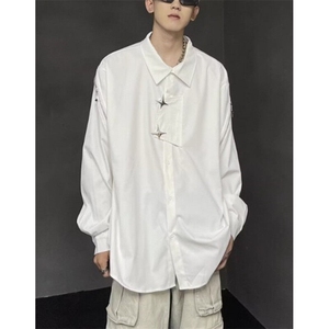 春夏季垂感设计感拉链复古暗黑系男女同款长袖衬衫衬衣 C689图片