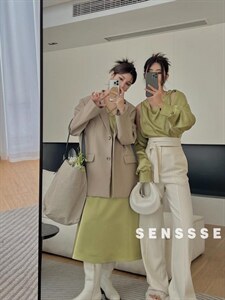 [现货] 开叉后背刺绣西装外套女2022春季新款韩版高级感宽松,女装西装,SENSSSE