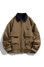 牛仔领多口袋工装夹克春季宽松休闲复古拼接外套XZ309JK8632P85，男装夹克，星座309（原A406）