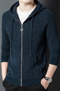 秋冬新款毛衣中年男士连帽针织开衫外套厚款毛衣男装BYH010-P165，男装针织衫/毛衣，电商B212（原钱塘6029）