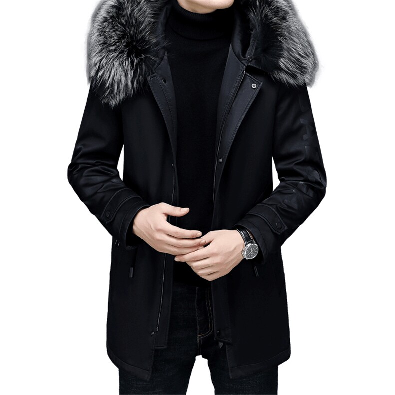 冬装新款白鹅绒羽绒服狐狸毛领中老年爸爸装外套ALXBL9011-P610，男装羽绒服，电商B212（原钱塘6029）