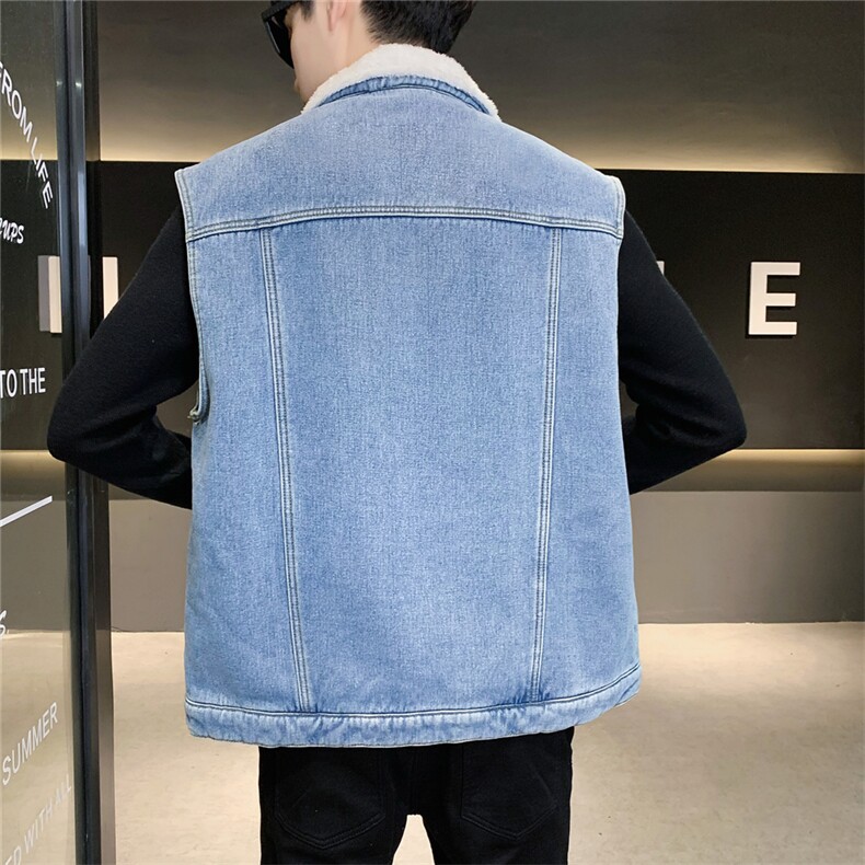 MJ231J-68-限价98M-5XL牛仔马夹大码加绒羊羔绒工装座山雕,男装工装外套,星座103A
