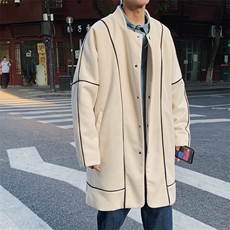 麂皮绒立领风衣潮流宽松韩版外套大衣男士中长款FY02-p128，男装风衣，电商B288