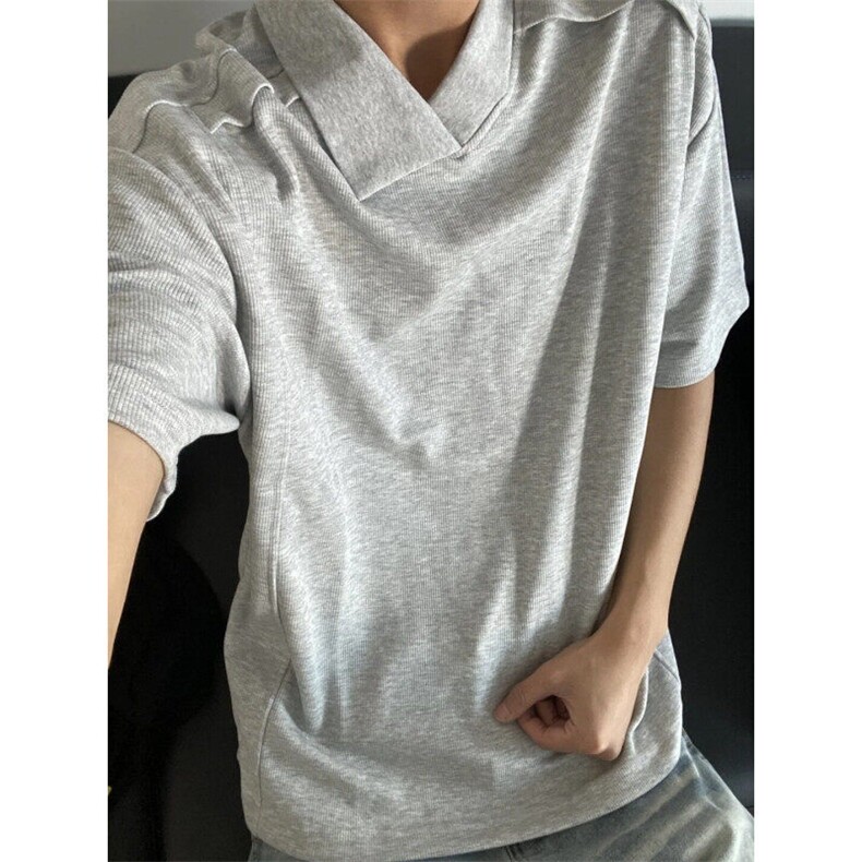 TXD45LL-特P31 美式polo领短袖t恤男高级感痞帅半袖体恤图片
