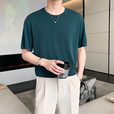 夏轻熟风纯色宽松打底T恤铜氨丝短袖圆领T恤TX05/P35特控58，男装T恤，电商A243