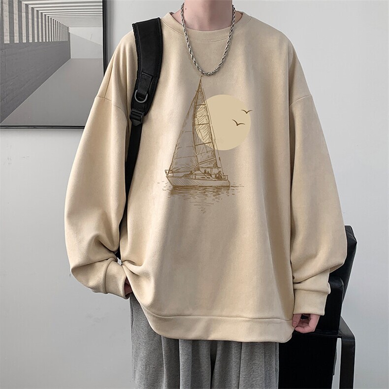 麂皮绒卫衣男大码重磅长袖t恤男JW81409-P35,男装T恤,电商A040