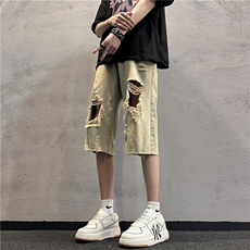 D2051-p45-控68现货风宽松cleanfit牛仔裤七分裤黑暗，男装牛仔裤，星座116
