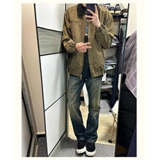 青少年宽松直筒长裤常规纽扣水洗中腰腰带日常抗菌潮阔腿裤，男装牛仔裤，星座506A