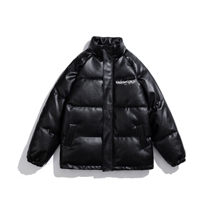 白底鳄鱼纹棉衣男手塞棉夹克PU皮棉服外套男8507P120控158图片