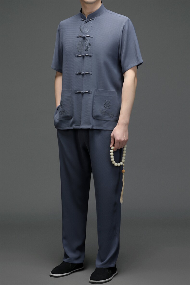 唐装2023年夏季新款男式风男高端复古唐装套装,男装民族服装,电商B360