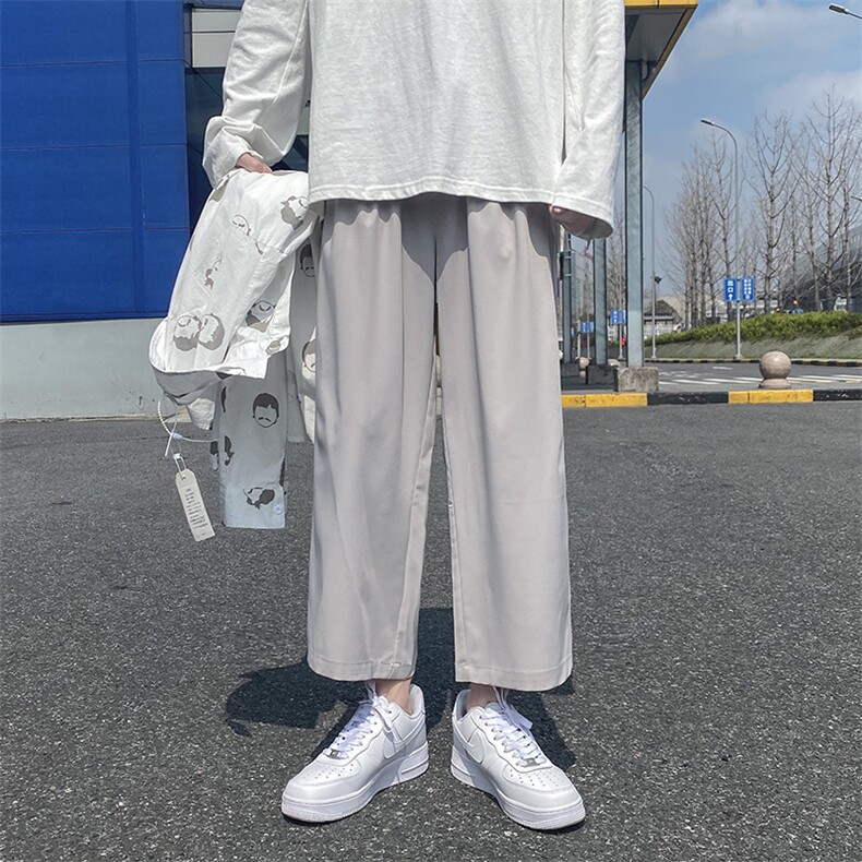 XZ409-1-K461-P402024夏季冰丝顺滑休闲裤宽松坠感九分裤男-控55,男装休闲裤,星座1514