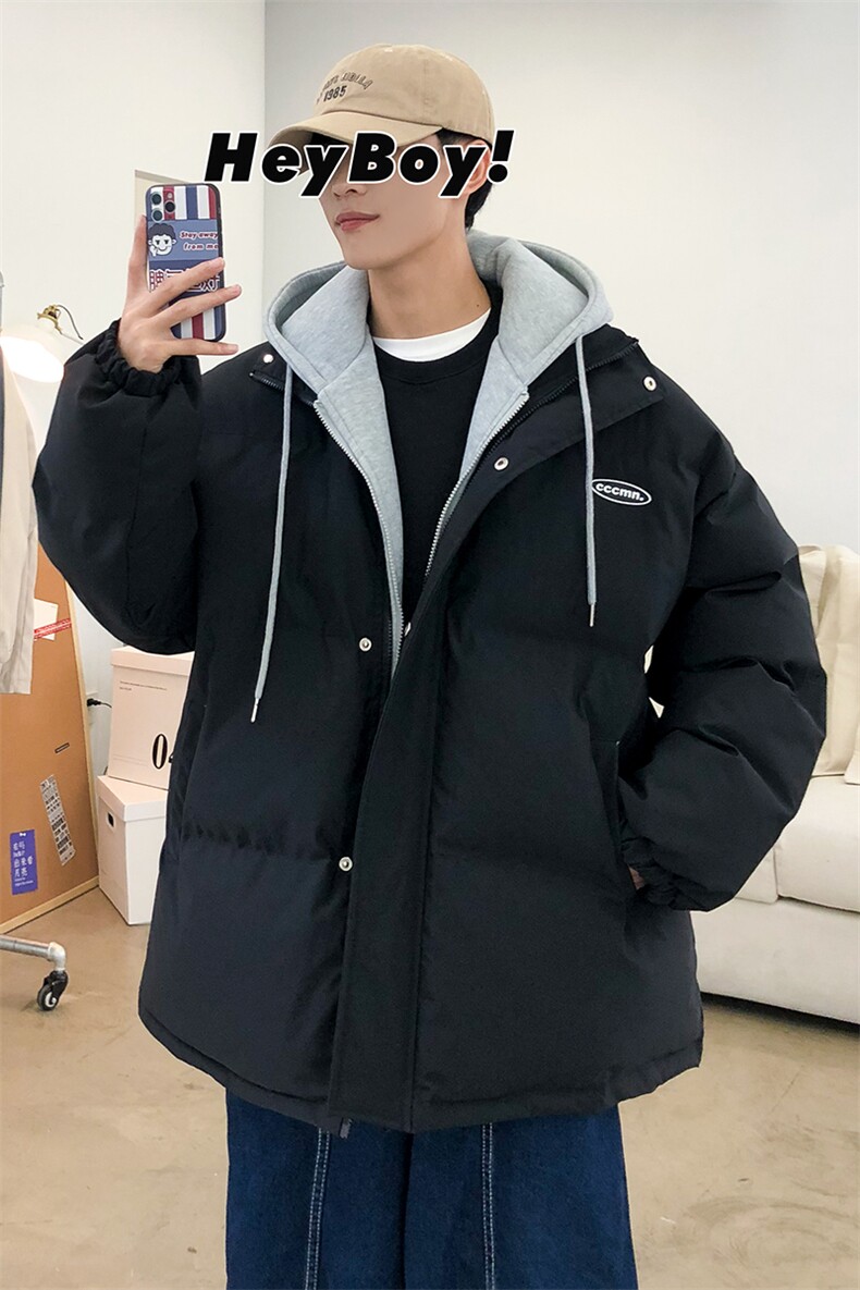 港风ins撞色拼接拼料厚款保暖连帽情侣棉服A071-Y280-P120,男装棉衣,电商A071