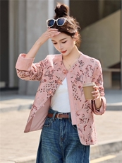 《现货》2026年春季新款外套高档人丝提花刺绣面料新中式短款上衣，女装短外套，众宇琦