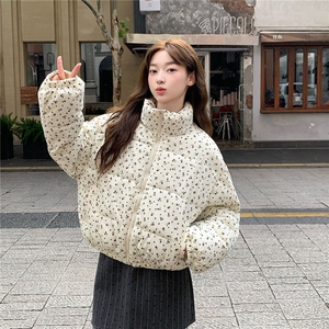 2025新款冬季超好看棉服女学生小个子波点棉袄短款休闲棉衣外套女图片