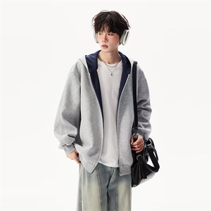 连帽卫衣男美式宽松春秋冬季拉链情侣装ins潮牌开衫外套拉链图片