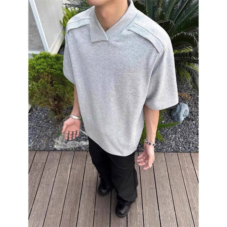 不规则设计感v领短袖男夏季宽松小众T恤特批35,男装T恤,星座1007（原301D）