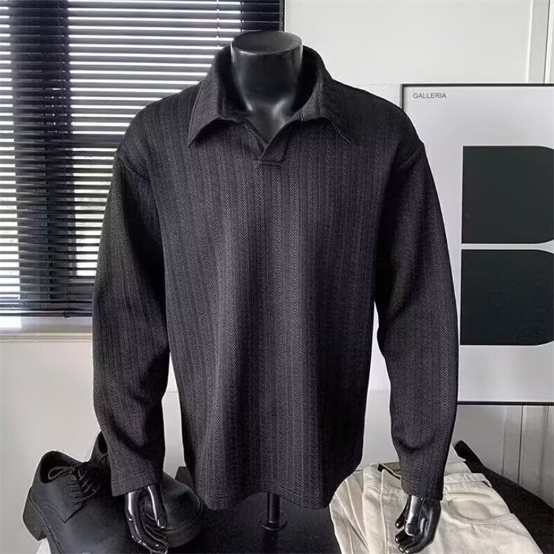 美式POLO衫翻领卫衣男士2025春季新款潮牌休闲长袖上衣服,男装Polo衫,星座715-4