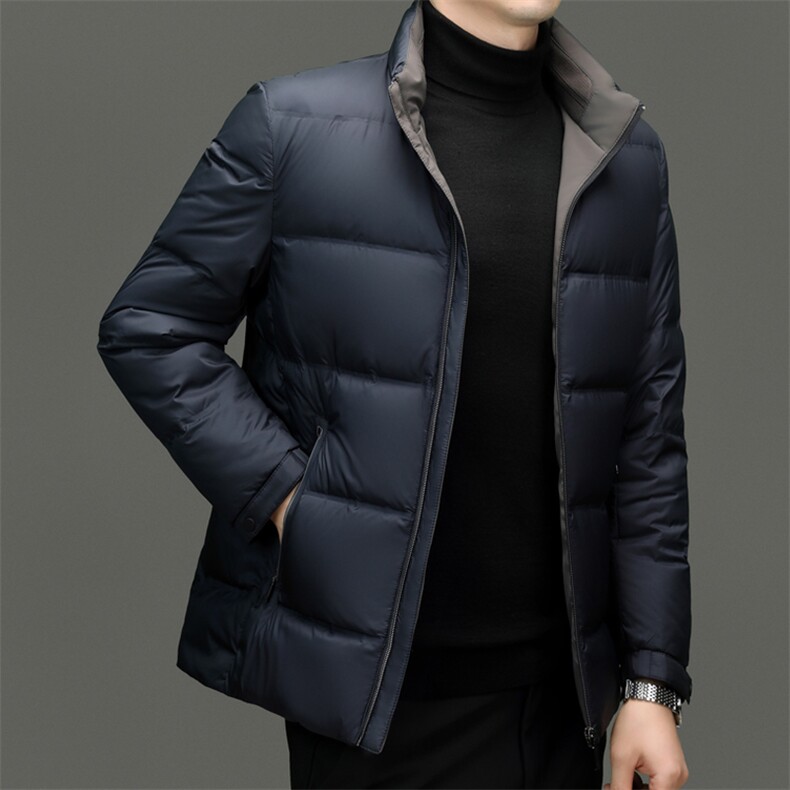 冬季男士白鸭绒羽绒服加厚保暖商务休闲短款立领冬装品质外套男,男装羽绒服,钱塘6003（原4033）
