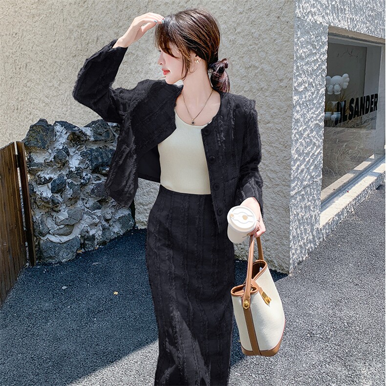 （现货）补单款新品小香风流苏毛边半裙套装F582-P175-K268,女装套装/套裙,2C255