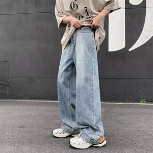 夏季无性别美式倒装口袋小众设计宽松休闲牛仔裤男女款10911-p50图片