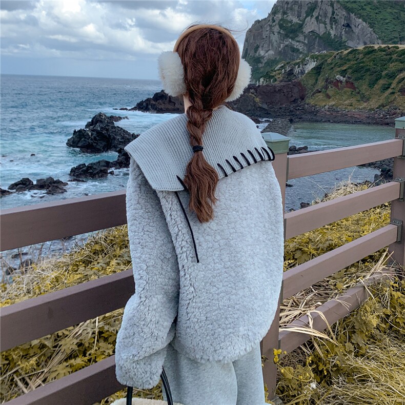 新款2026冬季新款韩系针织领毛毛外套7829-P220-K328,女装短外套,2C057