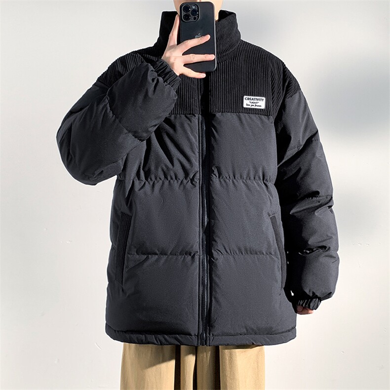 冬季青少年灯芯绒立领拼接外套休闲百搭面包服棉服5302-P78图片