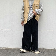 日系工装裤男春季潮牌复古休闲ins灯芯绒坠感阔腿裤K016P25，男装休闲裤，星座1116-2