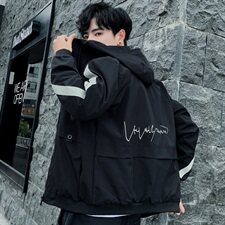秋季新款青年连帽工装夹克男外套潮流韩版修身帅气男生休闲夹克男，男装夹克，星座302B