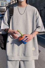 TZ83335/P65夏季新款短袖短裤t恤休闲宽松提花大码两件套套装男，男装休闲套装，电商A141