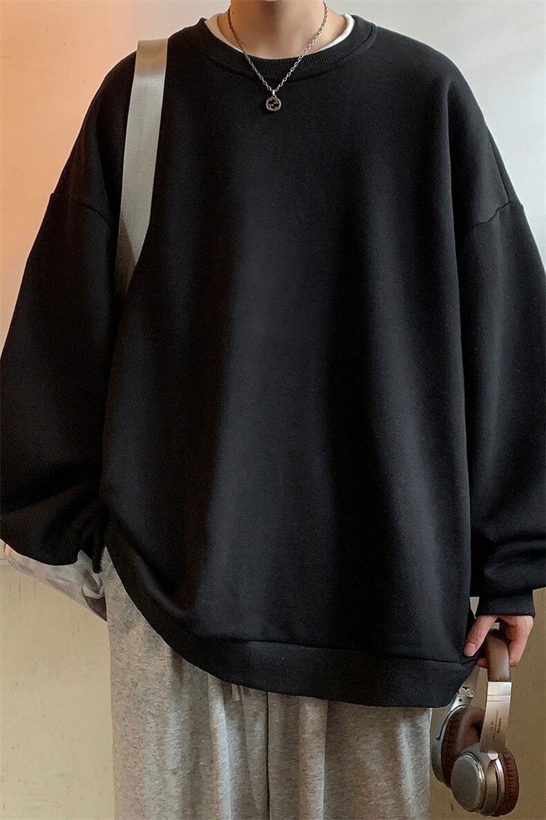 圆领卫衣男大码加厚加绒长袖t恤男S6099-P28加绒款-P33,男装卫衣,电商A040