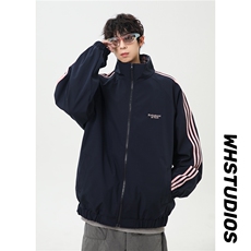 港风美式字母刺绣日系条纹立领夹克外塔男XZ213-JK5529-P90控128，男装夹克，星座213