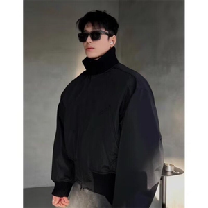 Q19/P66 硬汉美式廓形立领飞行夹克男冬季棒球服情侣短款外套潮1图片