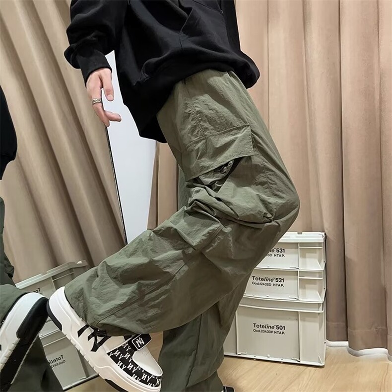 夏季多口袋降落伞休闲工装裤日系高街痞帅休闲长裤现货K7249-P36，男装工装外套，星座512-3