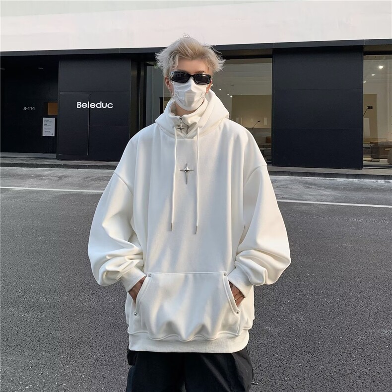 美式连帽卫衣男潮ins港风潮流假两件Y766P48,男装卫衣,星座1116-2