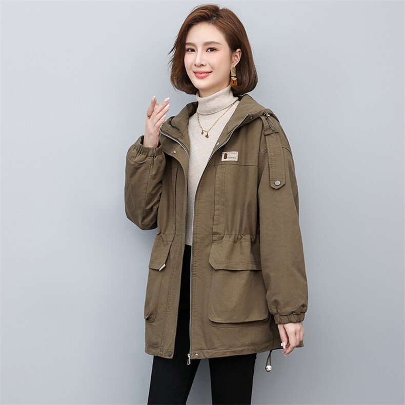 2024年冬季时尚潮流中长款休闲加绒加厚派克服,女装派克服,独衣靓