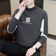 春季新款男士时尚潮流圆领拼接长袖卫衣打底衫XZ310B-2-J1123-P40，男装卫衣，星座310B-3