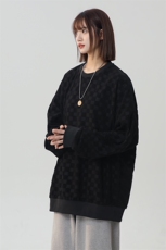 S5020/特P32春装新款棋盘格套头卫衣男潮宽松百搭长袖T恤外套，女装卫衣/绒衫，电商A141