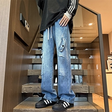 松紧腰直筒牛仔裤B342-W5000-P48控78，男装牛仔裤，电商B342