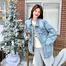 美式牛仔派克羽绒服女冬新款超火好看高级小众加绒加厚工装短外套，女装派克服，2C277