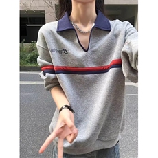原宿简约百搭慵懒流行时尚日系长袖POLO新款气质文艺ins潮流，男装Polo衫，星座506A