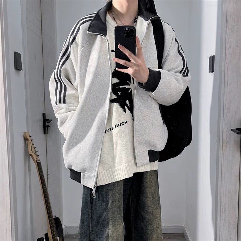 抖音得物高品质美式高街重磅结构设计拼接织带立领卫衣外套CM42,男装卫衣,电商A486